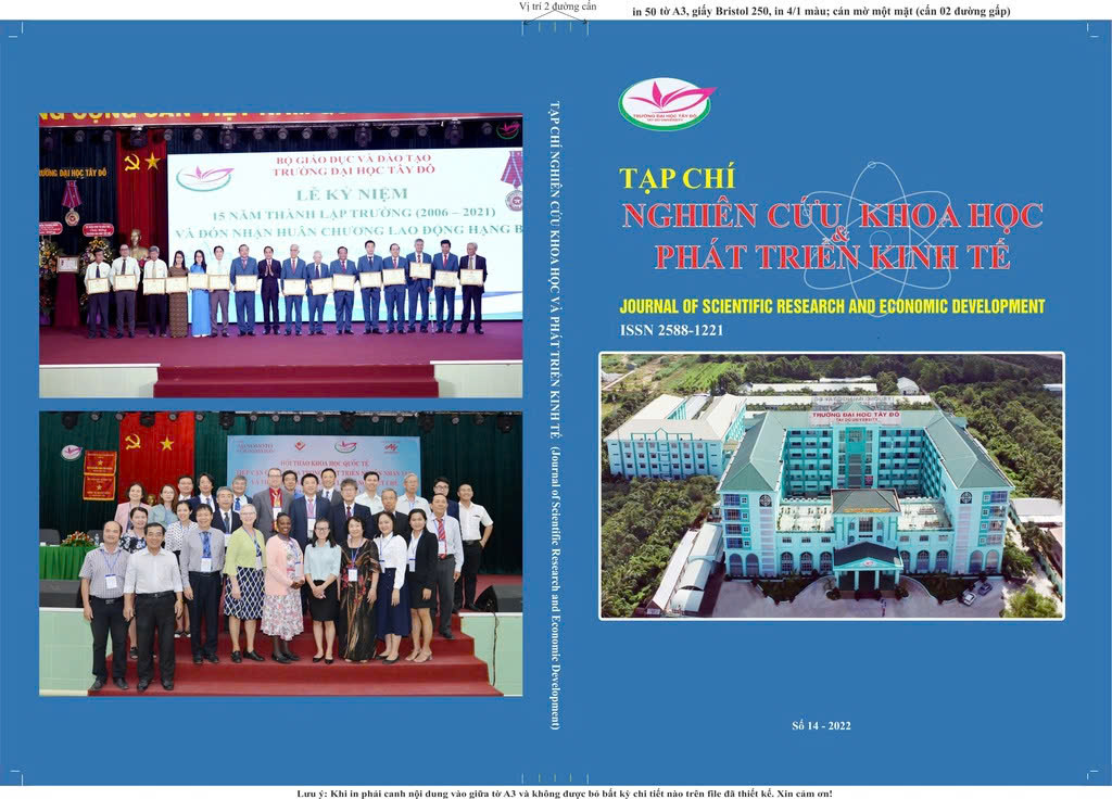 					Xem Số 14 (2022): Tạp chí Nghiên cứu khoa học và Phát triển kinh tế Trường Đại học Tây Đô
				
