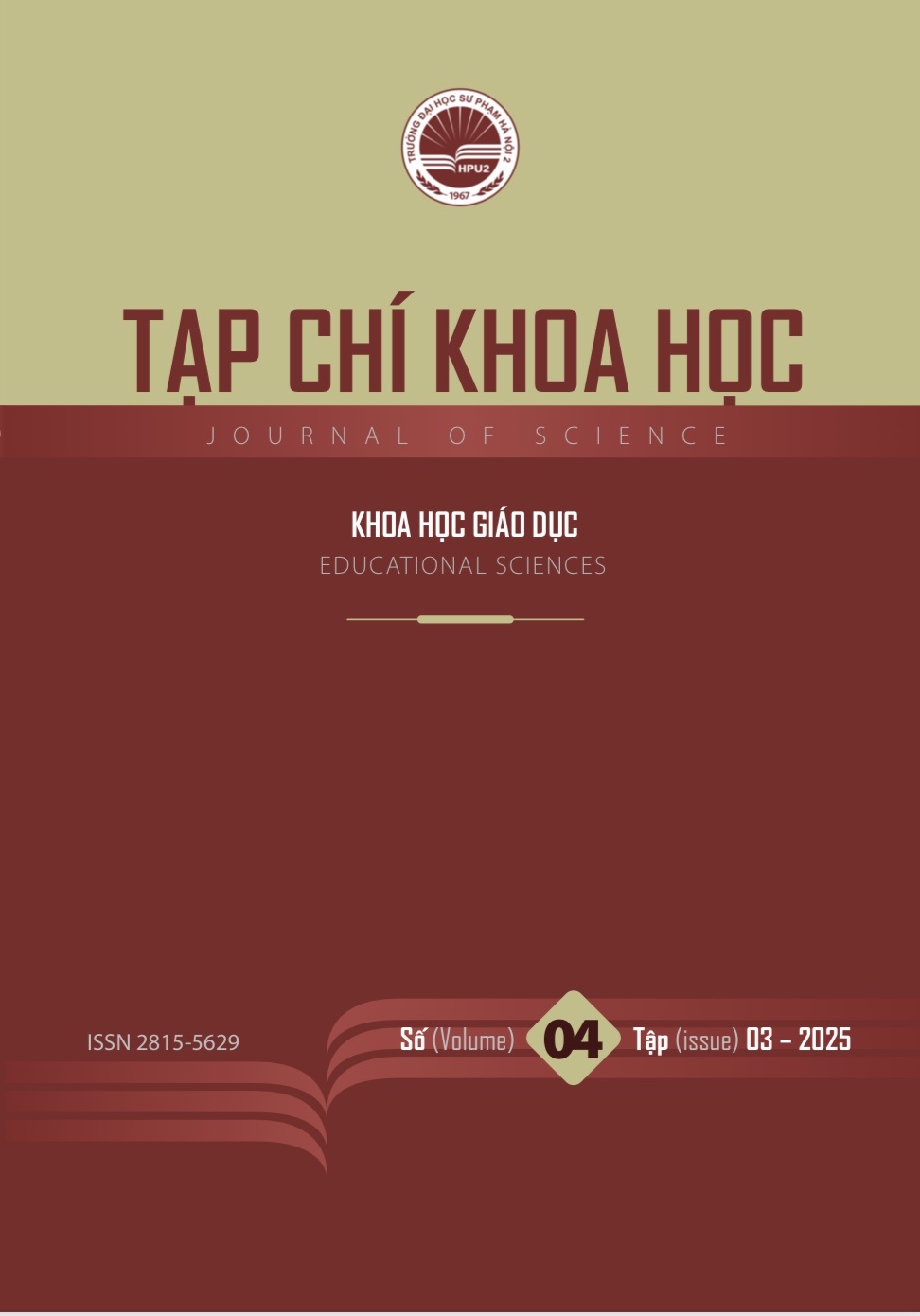 					View Vol. 3 No. 04 (2025): Tạp chí Khoa học Trường ĐHSP Hà Nội 2: Chuyên san Khoa học Giáo dục
				